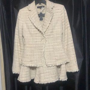 Anne Klein Cream & tan skirt suit
